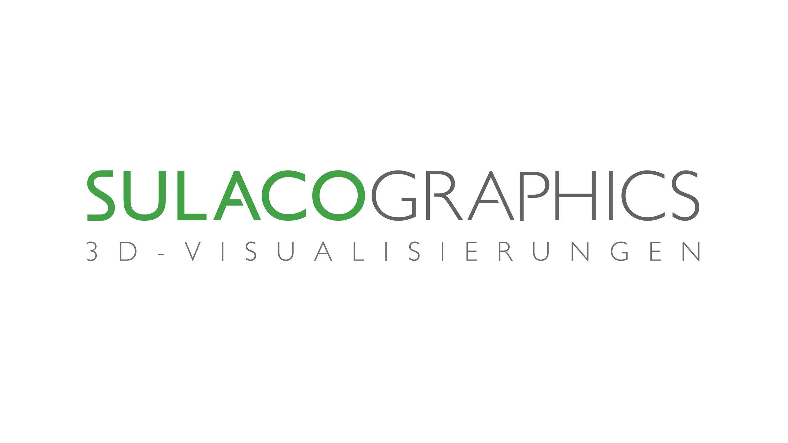 Logoentwicklung für das 3D-Studio SULACO GRAPHICS als zweifarbige Wortmarke bestehend aus Grün und Grau